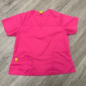WonderWink Pink Scrub Top Shirt Medical Uniform Medium